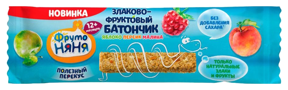 Злаково-фруктовый батончик ФРУТОНЯНЯ яблоко персик малина 25г