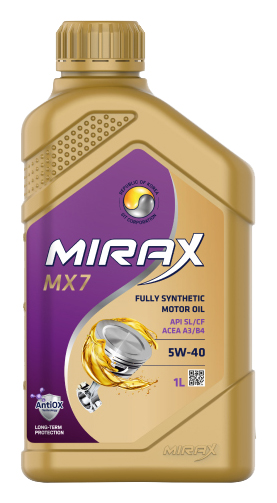 Масло моторное МИРАКС MX7 SAE 5W-40 API SL/CF синтетика 1л