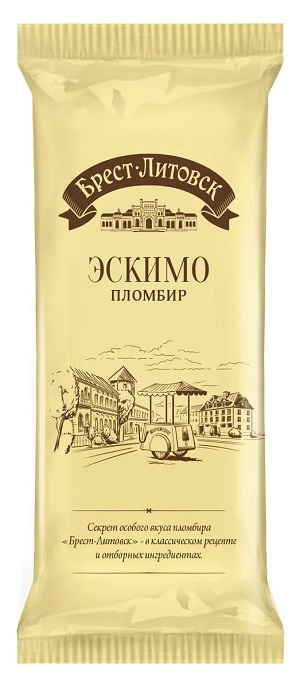 Мороженое БРЕСТ-ЛИТОВСК Пломбир ванильный в глазури бзмж эскимо 70г