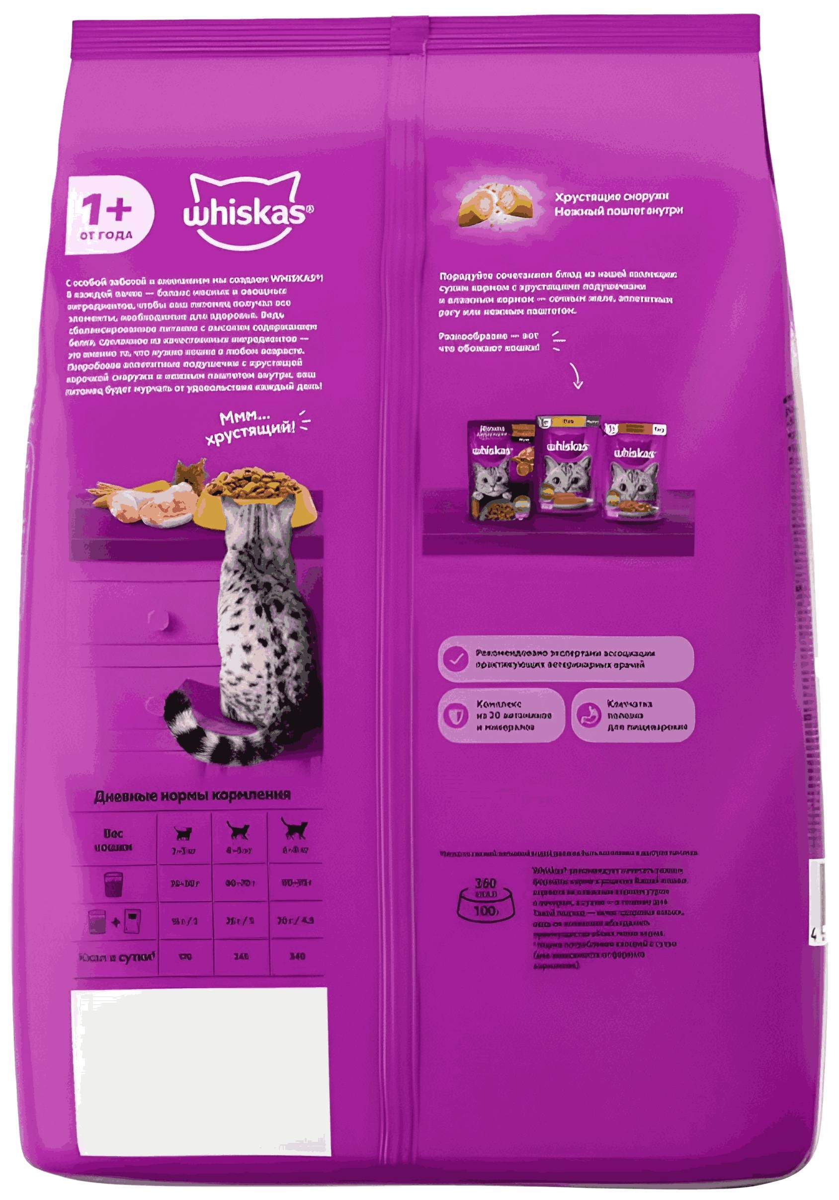Корм для кошек ВИСКАС Подушечки с курицей и индейкой с паштетом 1.3кг