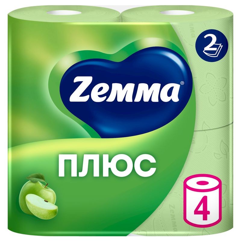 Туалетная бумага ЗЕММА Плюс Яблоко 2сл 4рул