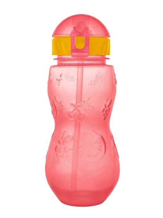 Бутылка МИЛОТА Фрукты розовая с трубочкой 400мл арт.БКА-467-03