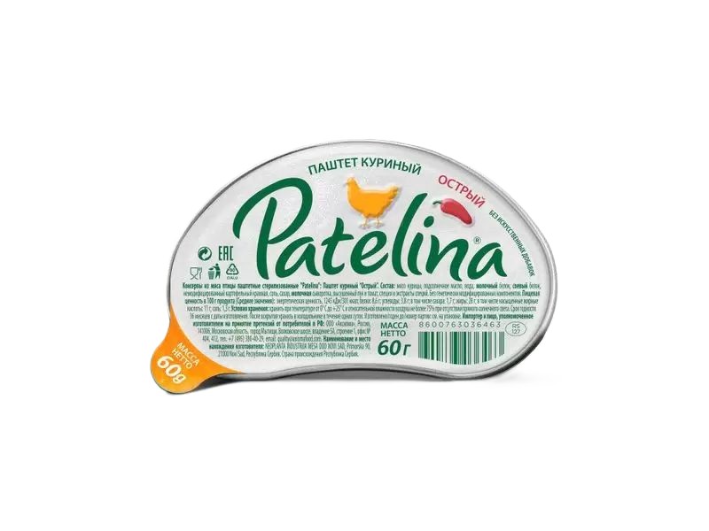 Паштет ПАТЕЛИНА куриный л/у 60г