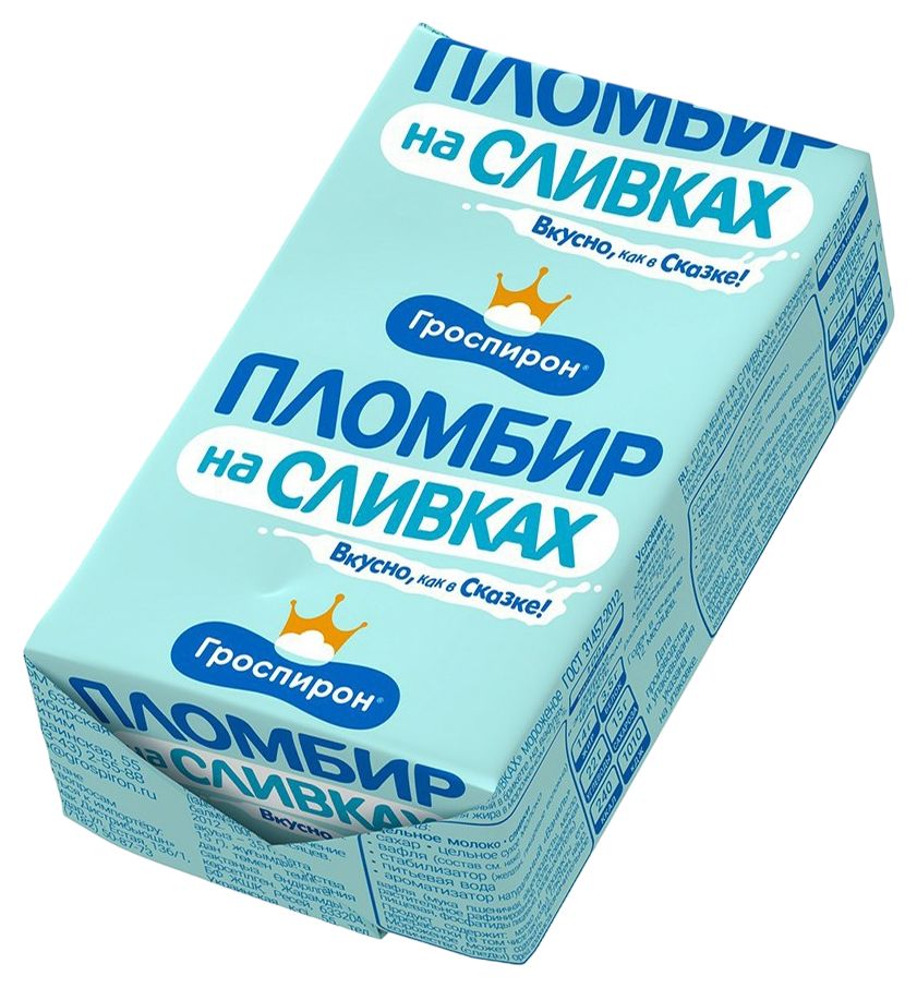 Мороженое ГРОСПИРОН Пломбир на сливках брикет бзмж 90г
