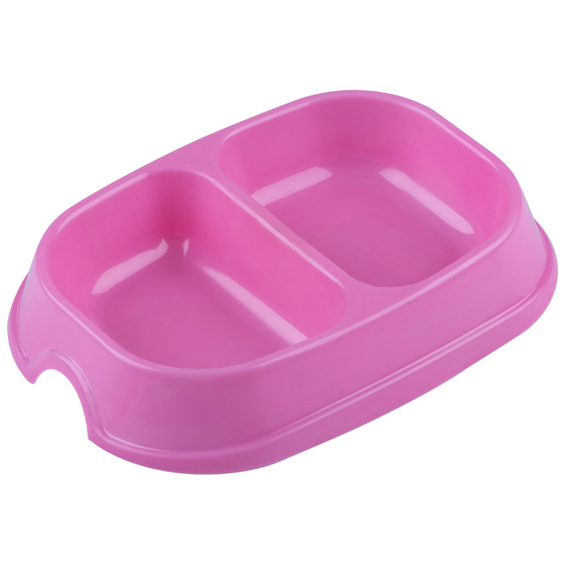 Миска РЫЖИЙ КОТ двойная розовая пластик арт.106083