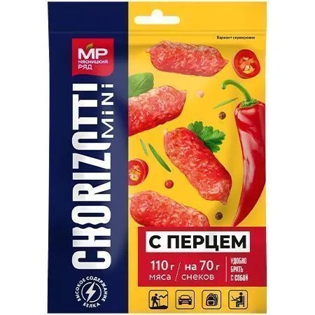 Колбаски МЯСНИЦКИЙ РЯД Чоризотти мини с перцем с/к охл 70г