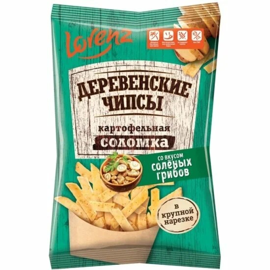 Чипсы ЛОРЕНЦ Деревенские со вкусом соленых грибов 120г