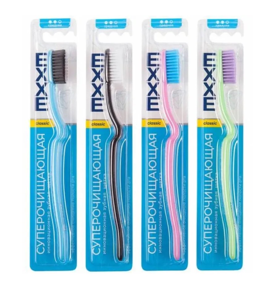 Зубная щетка ЭКСЕ Классик суперочищающая средняя 1шт