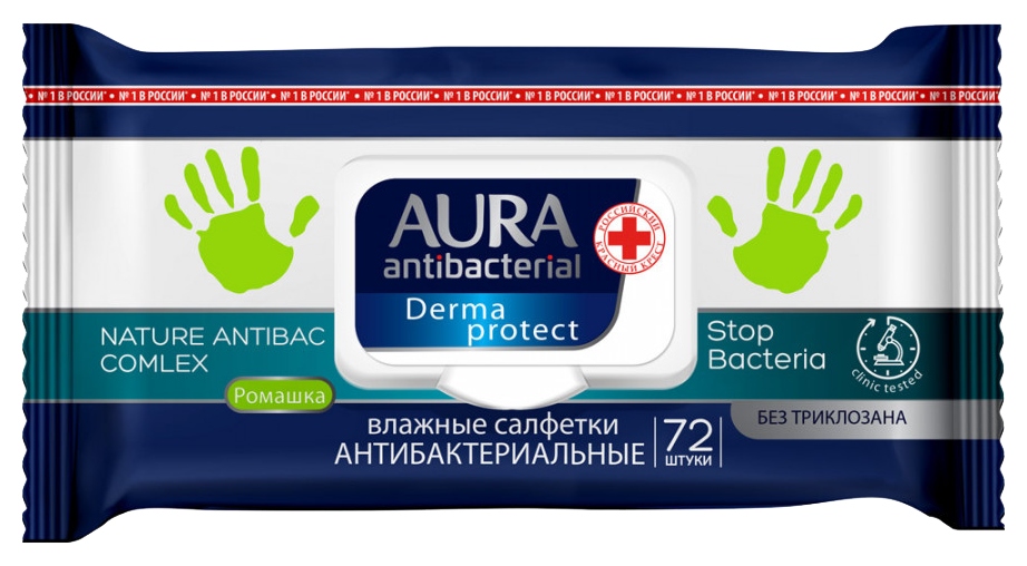 Влажные салфетки АУРА Антибактериал 72шт