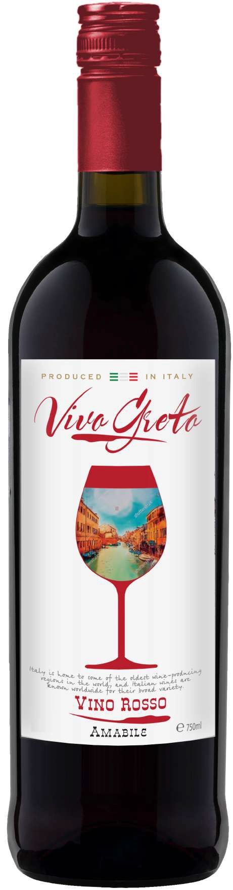 Вино ВИВО ГРЕТО красное п/сл 10.5% ст/б 0.75л