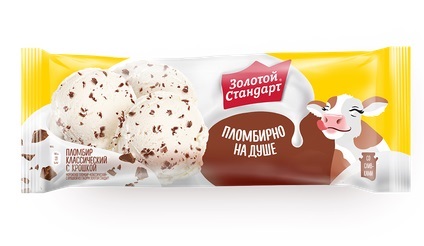Мороженое ЗОЛОТОЙ СТАНДАРТ Пломбир классический с шоколадной крошкой бзмж 380г