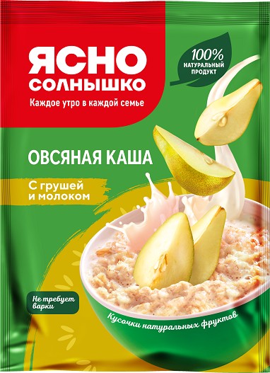 Каша овсяная ЯСНО СОЛНЫШКО груша молоко м/у 45г