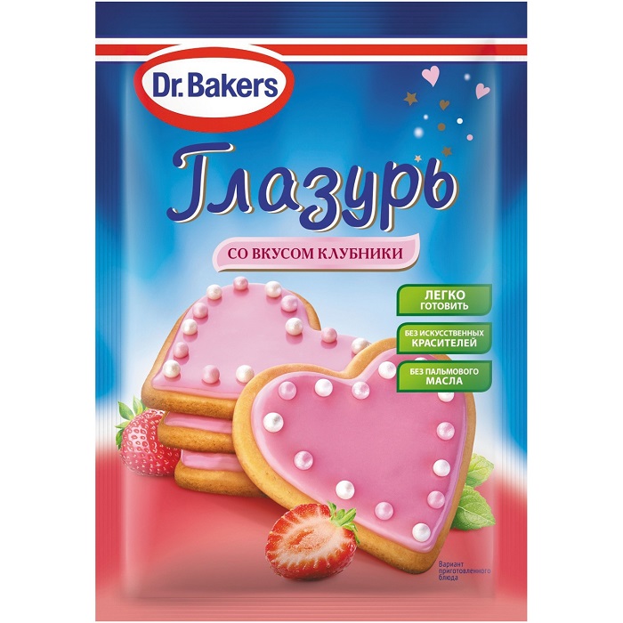 Глазурь ДОКТОР БЕЙКЕРС со вкусом клубники м/у 90г
