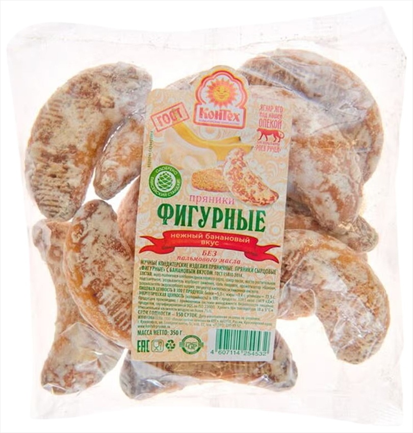 Пряники КОНТЕХ Фигурные банановый вкус 350г