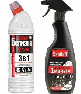 Набор чистящее средство САНИТА спрей 1минута 500мл+белизна САНФОР гель 450г