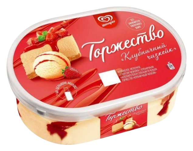 Мороженое ТОРЖЕСТВО Клубничный чизкейк с соленым печеньем бзмж 420г