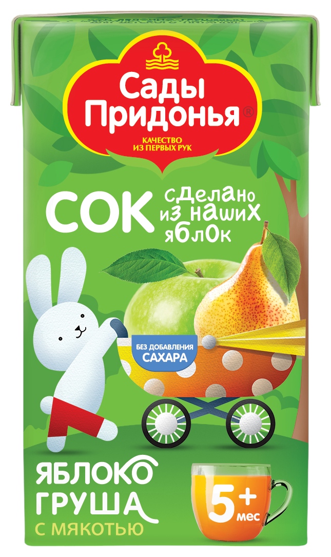 Сок САДЫ ПРИДОНЬЯ яблоко груша с мякотью т/пак 125мл