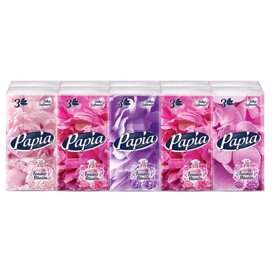 Платочки бумажные ПАПИА Тендер Блум 3сл 10шт