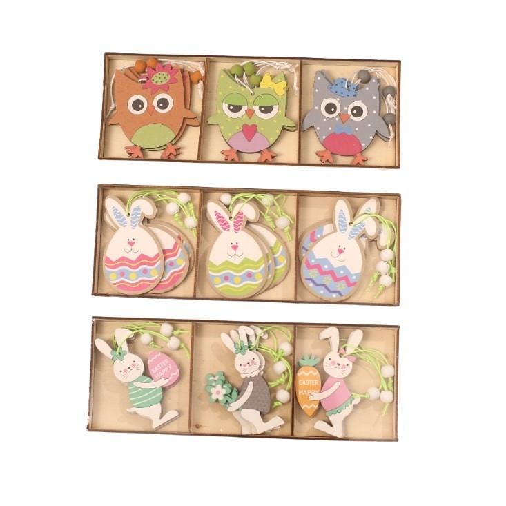 Декор пасхальный СФЕРА Подвески яйцо-кролик 9шт арт.3-0727-2-1