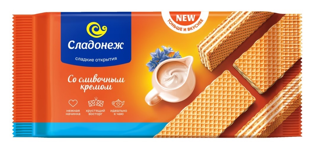 Вафли СЛАДОНЕЖ Тоньше и вкуснее со сливочным кремом 170г
