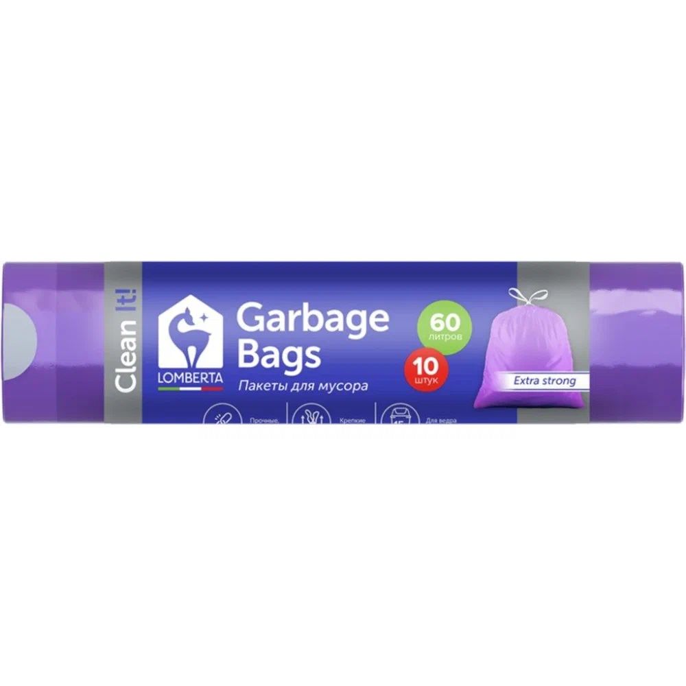Пакеты для мусора ЛОМБЕРТА Арома с завязками 60л 10шт