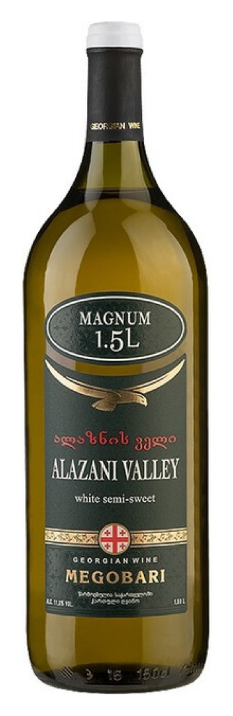 Вино МЕГОБАРИ Алазанская долина белое п/сл 11% ст/б 1.5л