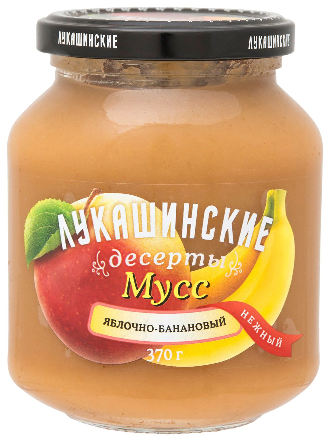 Мусс ЛУКАШИНСКИЕ Нежный яблочно-банановый ст/б 370г