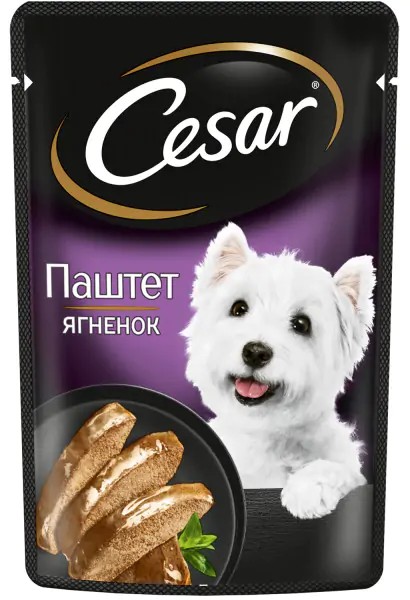 Корм для собак ЦЕЗАРЬ с ягненком паштет 80г