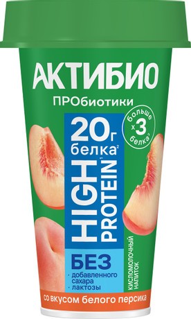 Напиток АКТИБИО протеин персик безлактозный бзмж 1.5% 190г
