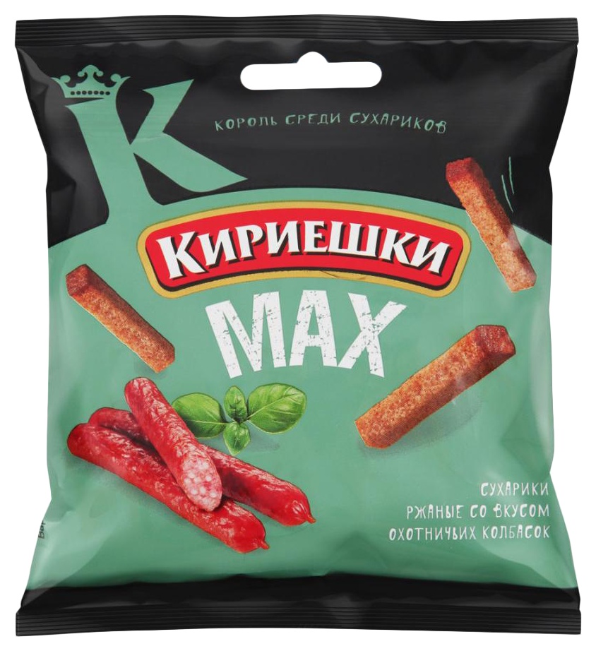 Сухарики КИРИЕШКИ Макс охотничьи колбаски 40г