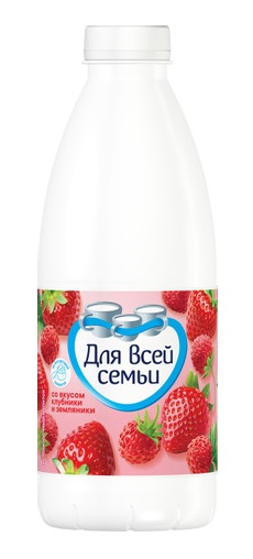 Кисломолочный напиток ДЛЯ ВСЕЙ СЕМЬИ клубника земляника бзмж 1% 930г