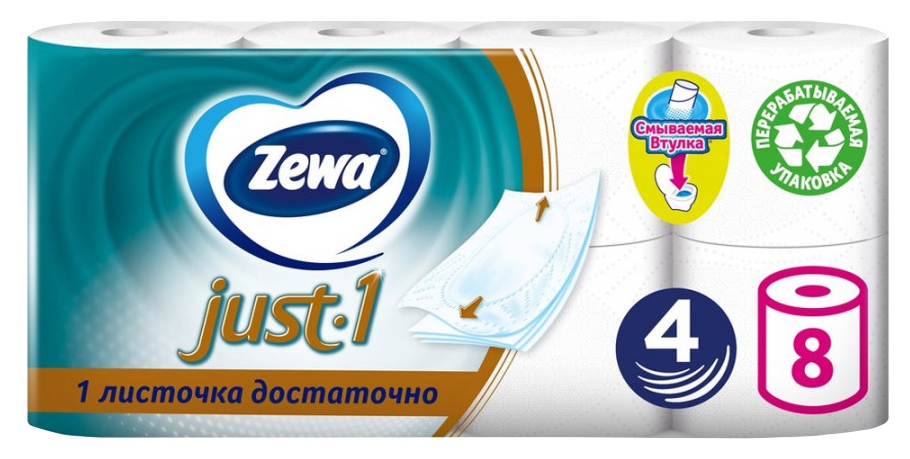 Туалетная бумага ЗЕВА Джаст 4сл 8рул