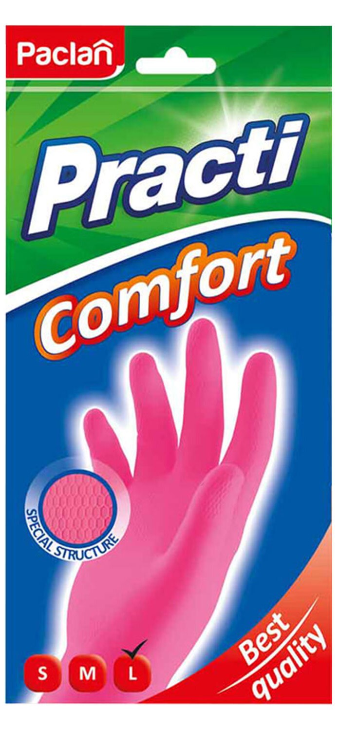 Перчатки резиновые ПАКЛАН Комфорт розовые L