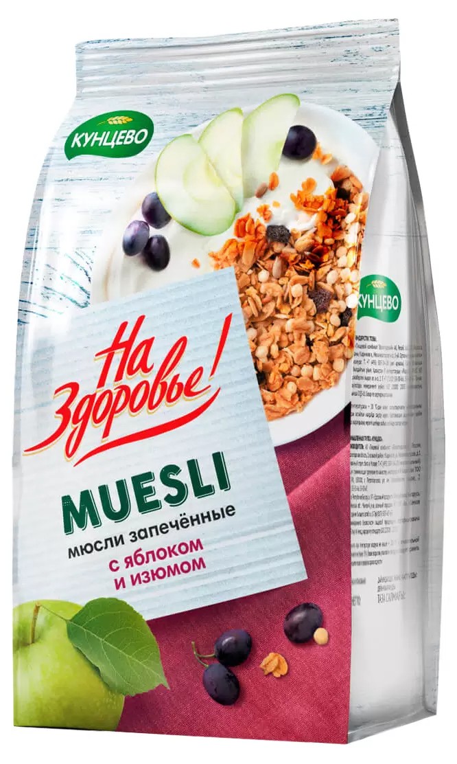 Мюсли КУНЦЕВО с яблоком и изюмом 300г