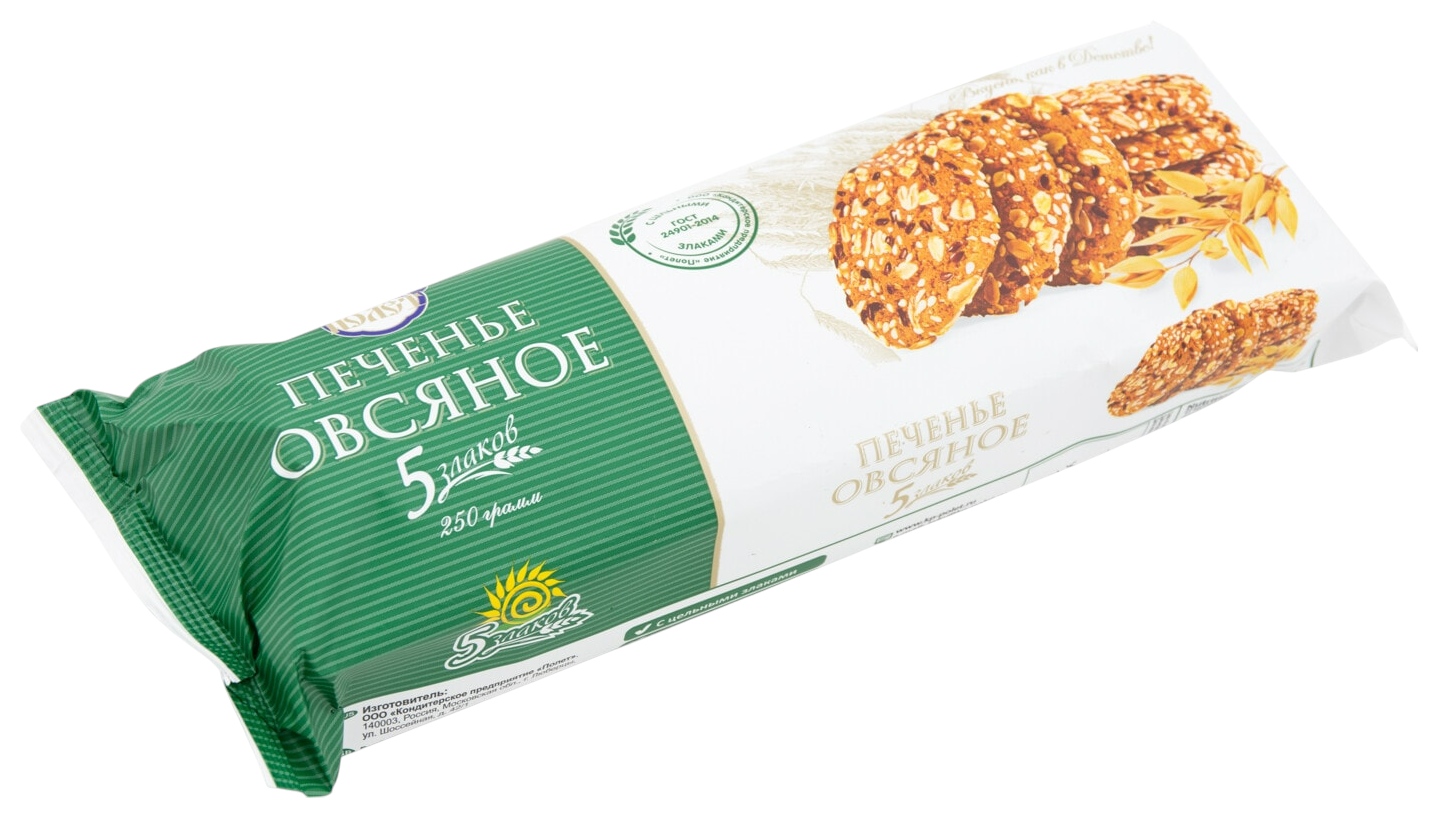 Печенье ПОЛЕТ Овсяное со злаками 250г