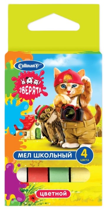 Мелки цветные КУЛЛИНАН Зверята 4цв арт.FMC-4Z