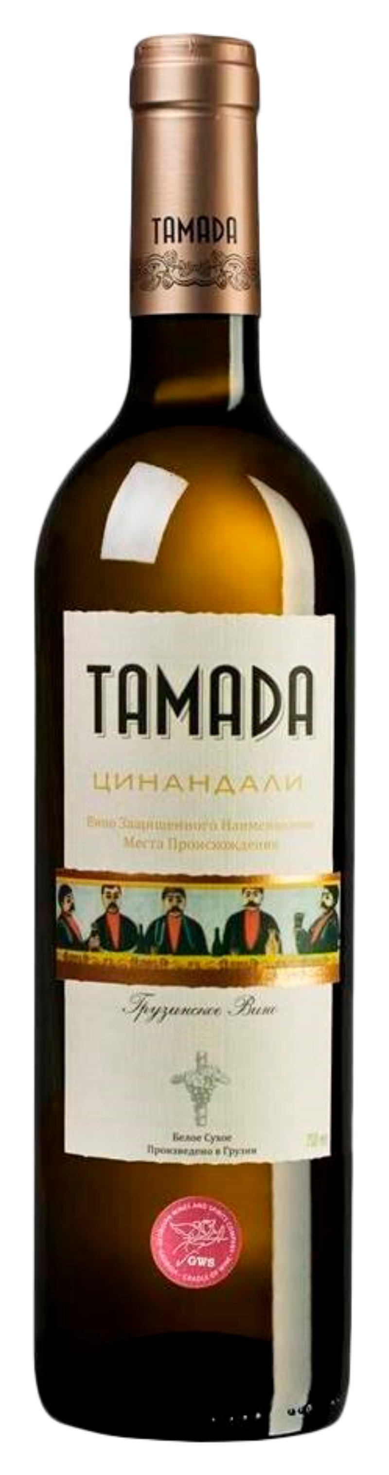 Вино ТАМАДА Цинандали белое сух 12.5-13% ст/б 0.75л