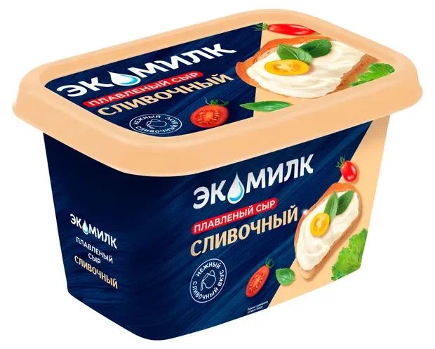 Сыр плавленый ЭКОМИЛК сливочный бзмж 55% 350г