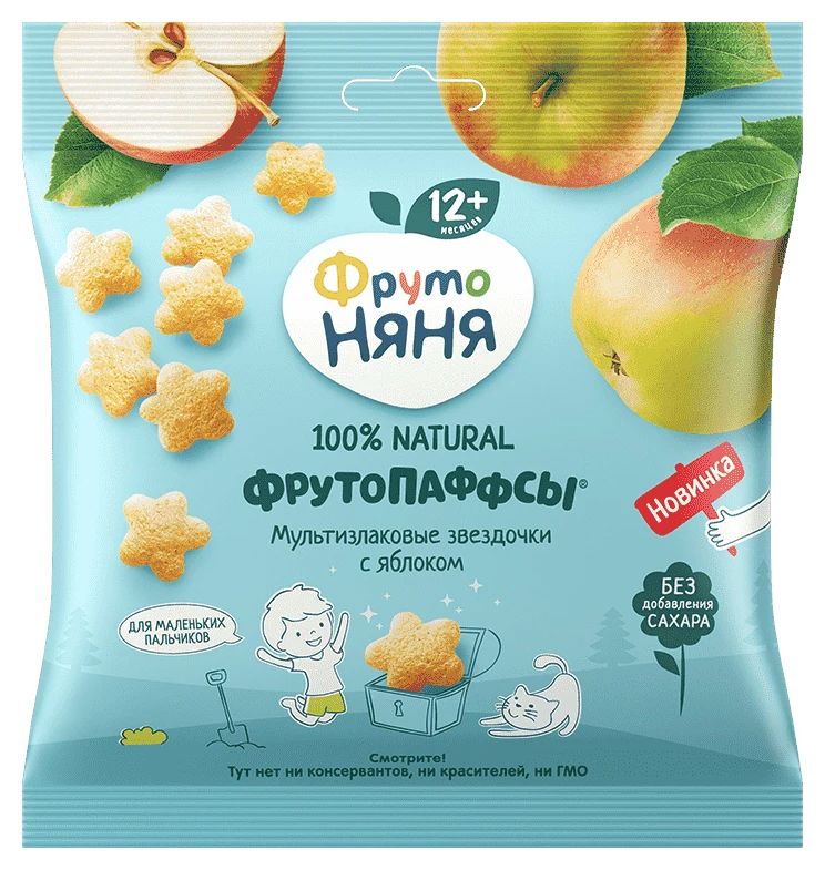 Мультизлаковый продукт ФРУТОНЯНЯ Звездочки яблоко 21г