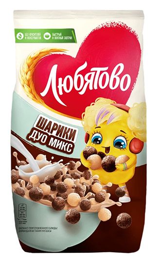 Завтрак ЛЮБЯТОВО Дуо Микс Шоколадные шарики 200г