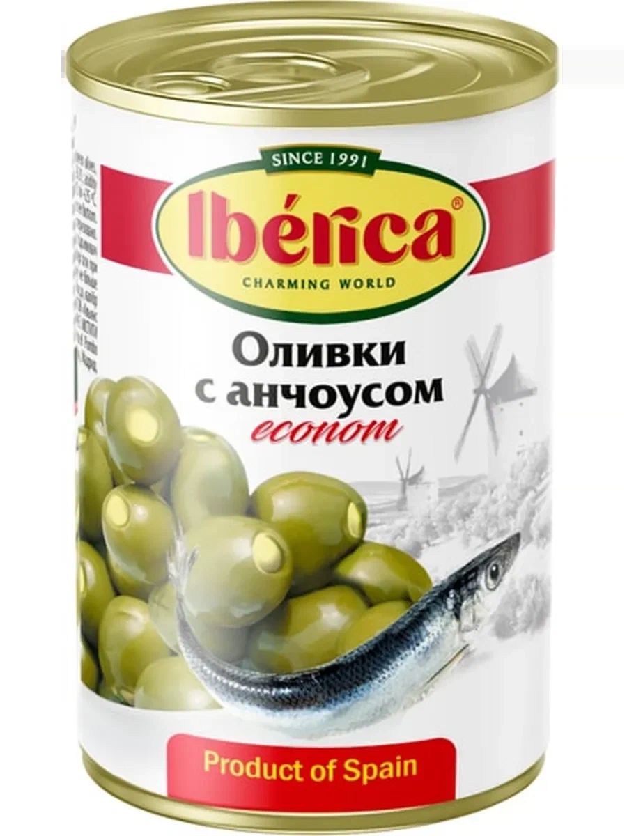 Оливки ИБЕРИКА с анчоусом ж/б 280г
