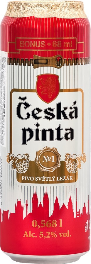 Пиво ЧЕШСКА Пинта светлое 5.2% ж/б 0.568л