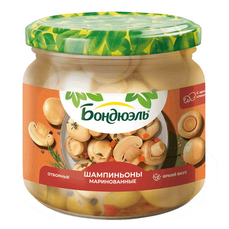 Шампиньоны БОНДЮЭЛЬ маринованные ст/б 350мл