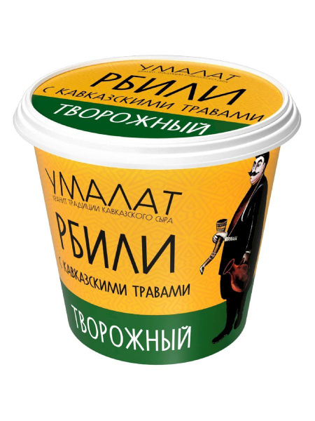 Сыр творожный УМАЛАТ Рбили с травами бзмж 60% 130г