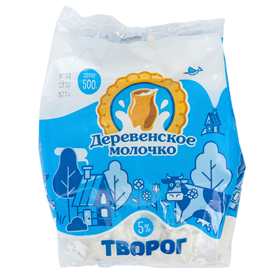 Творог ДЕРЕВЕНСКОЕ МОЛОЧКО бзмж 5% пакет 500г