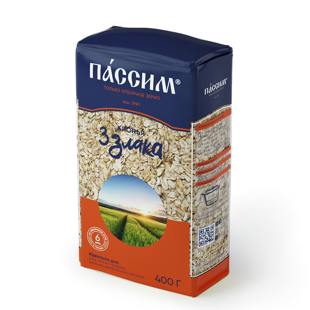 Хлопья ПАССИМ 3 злака м/у 400г