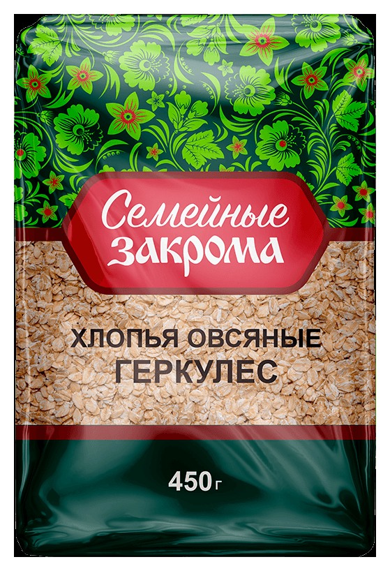Овсяные хлопья СЕМЕЙНЫЕ ЗАКРОМА Геркулес м/у 450г