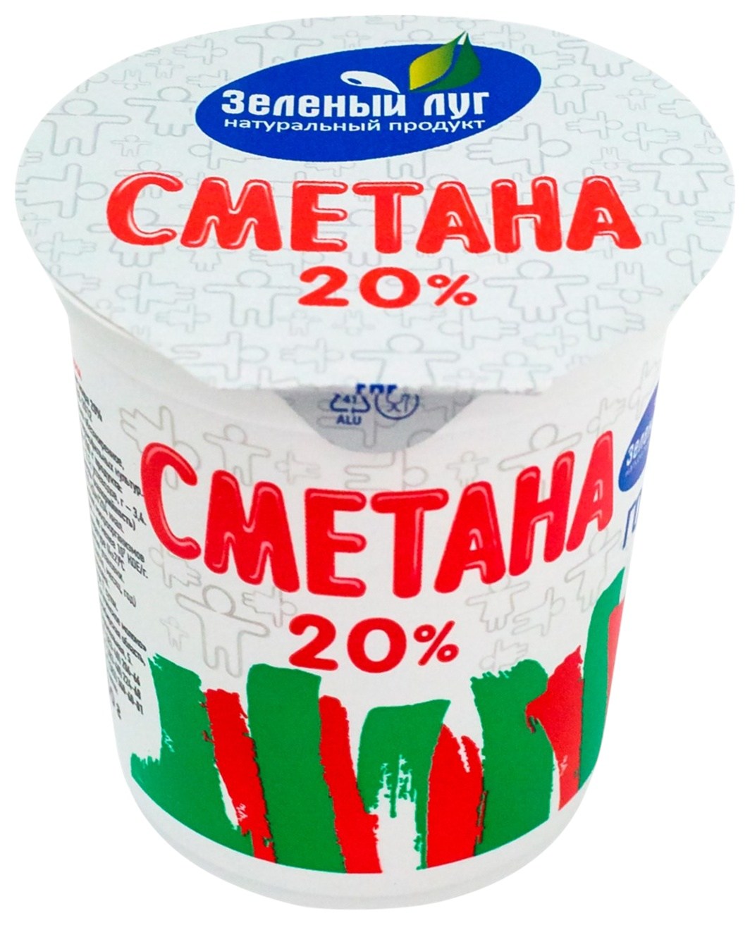 Сметана ЗЕЛЕНЫЙ ЛУГ бзмж 20% стакан 300г