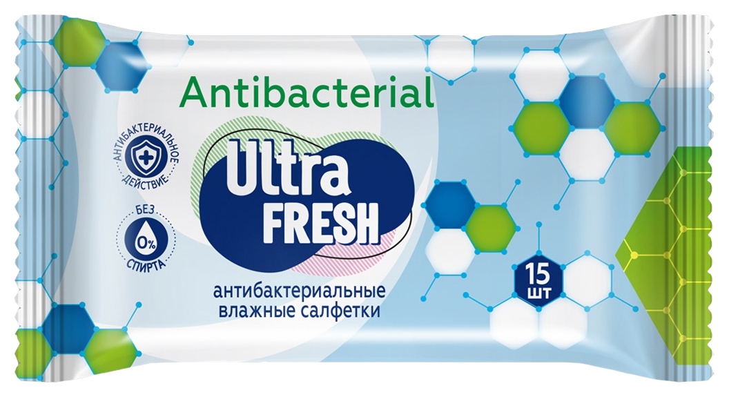 Влажные салфетки УЛЬТРА ФРЕШ Антибактериальные 15шт