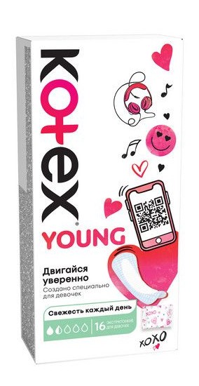 Прокладки ежедневные КОТЕКС Янг 16шт
